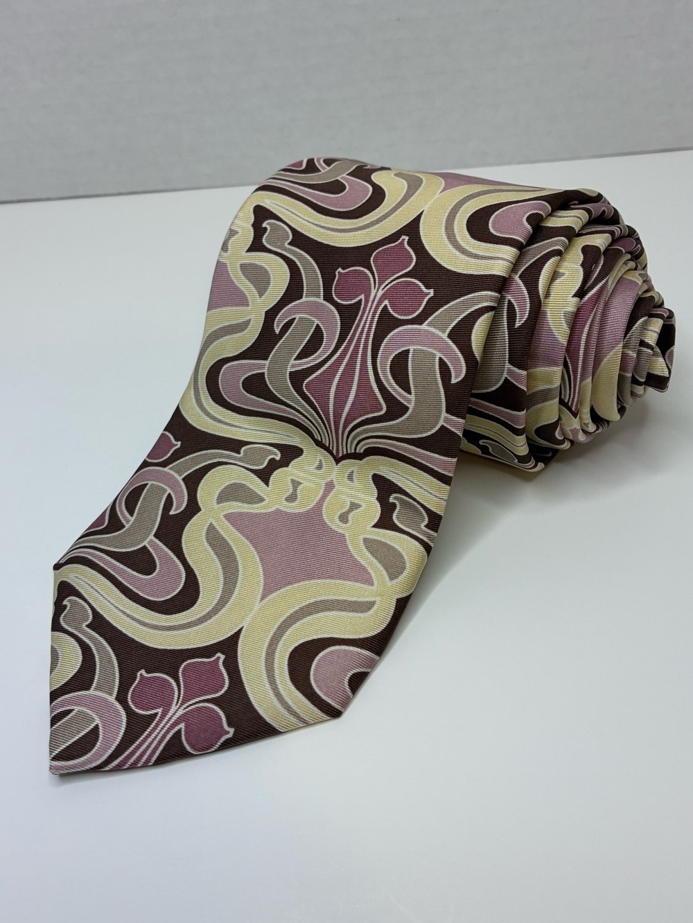 Ted Baker London Men's Silk Tie Mauve Purple Burgundy Abstract Swirl Pattern